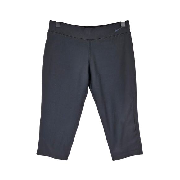 NIKE WOMEN'S BLACK DRI-FIT CROPPED LEGGINGS COMPRESSION PANTS - SIZE LARGE - Picture 1 of 9